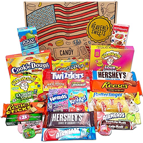 Gran cesta con American Candy | Caja de caramelos y Chucherias Americanas | Surtido de 27 artículos incluido Reeses Hersheys Reeses Jelly Belly Twinkie | Golosinas para Navidad Reyes o para regalo