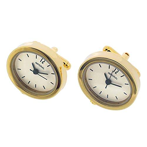 GTP Gemelos ovalados en miniatura unisex chapado en oro en latón novedad coleccionistas vestidos relojes IMP413B-G