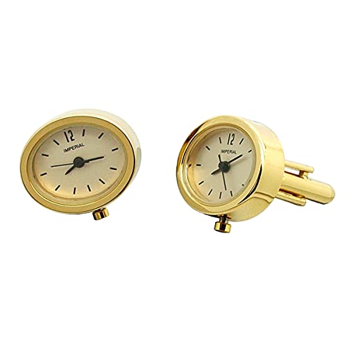 GTP Gemelos ovalados en miniatura unisex chapado en oro en latón novedad coleccionistas vestidos relojes IMP413B-G