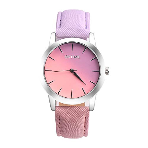 GUOJIAYI Color al azar de las mujeres reloj decoloración colorido arco iris correa de cuero reloj de pulsera reloj de regalo