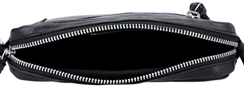 Gusti Dominic - Bolso bandolera de piel, diseño vintage, negro/plateado, talla única,