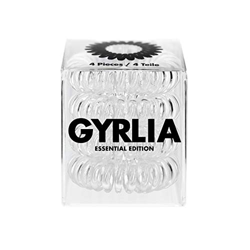 Gyrlia Essential Edition Gomas para el pelo en espiral (1 paquete de 4 unidades), material reciclado, transparente, fuerte sujeción, respetan el cabello