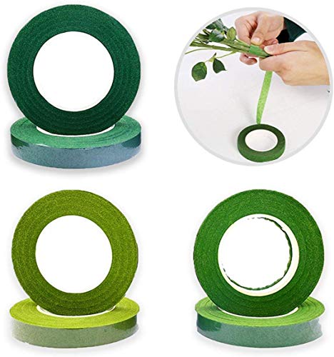 HAKACC Floral Tape Stem Wrap Green Tape For Bouquet Flowers,Pack of 6