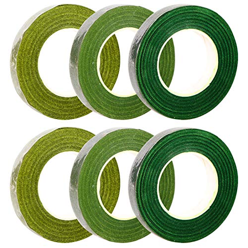 HAKACC Floral Tape Stem Wrap Green Tape For Bouquet Flowers,Pack of 6