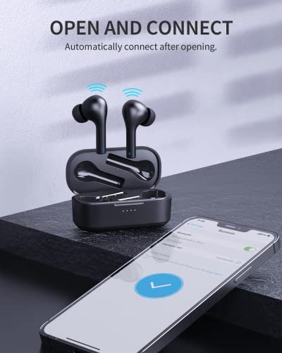 Hamlaem Auriculares Inalámbricos Bluetooth 5.2, Auriculares Bluetooth Estuche de Carga Inalámbrica, IPX8 Impermeable, Sonido Estéreo, Reproducción de 30 Horas, Micrófonos MEMS