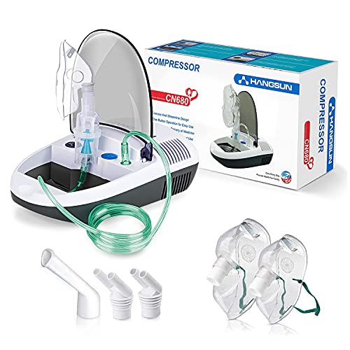 Hangsun Nebulizador Electrico Inhalador, Utilizado para Tratar Enfermedades Respiratorias,Resfriados, Rinitis, Asma, con Accesorios para Adultos y Niños