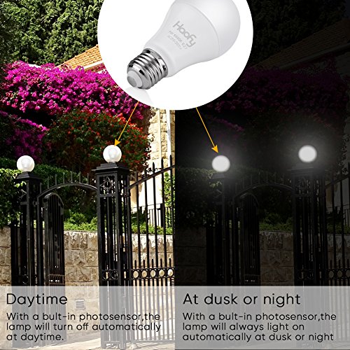 Haofy Bombillas Sensor E27 Sensor de Luz LED 7W, E26 / E27 Bombillas LED de 12W con Auto Encendido/Apagado Lámpara de Lluminación Exterior/Interior Anochecer Hasta el Amanecer Sensor Interruptor (7w)