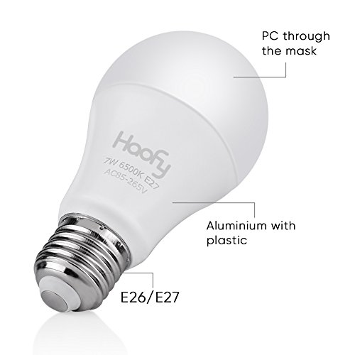 Haofy Bombillas Sensor E27 Sensor de Luz LED 7W, E26 / E27 Bombillas LED de 12W con Auto Encendido/Apagado Lámpara de Lluminación Exterior/Interior Anochecer Hasta el Amanecer Sensor Interruptor (7w)