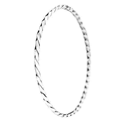 Happy Deal 18% de descuento Mecool - Pulsera de plata de ley S925 trenzada sólida, pulsera apilable con textura para mujer