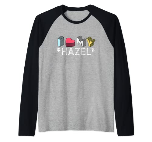 Hazel Personalizado Perro Nombre Hazel Pet Lover Camiseta Manga Raglan