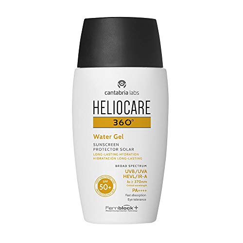 Heliocare 360° Water Gel SPF 50+ - Crema Solar Facial, Fotoprotector Avanzado, Ultraligera, Hidratante, Pieles Normales y Sensibles, Resistente al Agua, 50ml