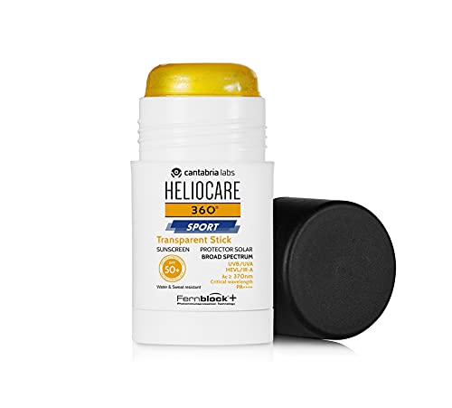 Heliocare 360º Sport Transparent Stick Spf 50+, G.- Fotoprotector Facial Formato Stick Para Deportistas, Fácil De Aplicar, Para Todo Tipo De Pieles, Sin Color, 25 Gramo