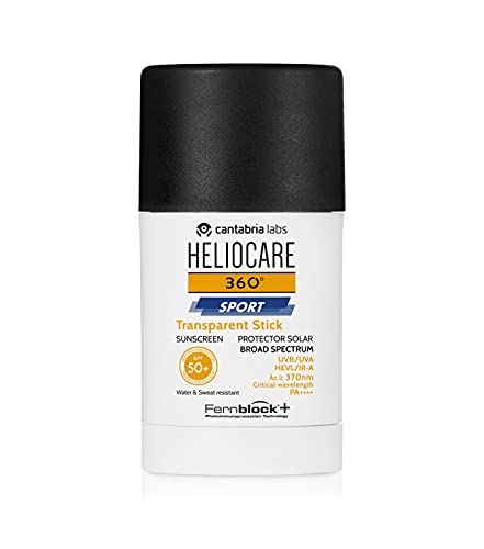 Heliocare 360º Sport Transparent Stick Spf 50+, G.- Fotoprotector Facial Formato Stick Para Deportistas, Fácil De Aplicar, Para Todo Tipo De Pieles, Sin Color, 25 Gramo