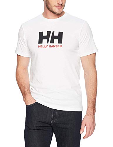 Helly Hansen T-Shirt Camiseta de Manga Corta Hecha de algodón, con Logo HH en el Pecho, Hombre, Blanco, M