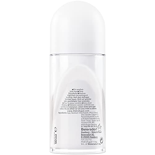 Hidrofugal Sensitiv Roll-on (50 ml), fuerte protección antitranspirante para pieles sensibles con suave aroma, desodorante para una fuerte protección sin alcohol etílico