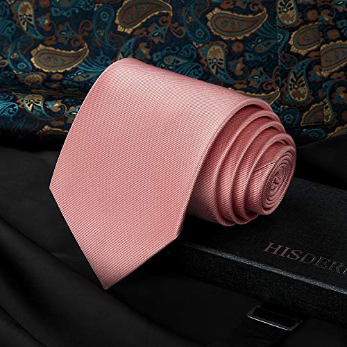 HISDERN Corbata de boda Rosado asargada Hombres clasico Corbata & Plaza de bolsillo Conjunto de clip