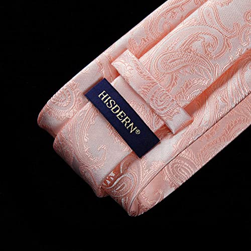 HISDERN Panuelo de corbata rosa paisley para hombre Conjunto de corbata de fiesta de boda y panuelo de bolsillo