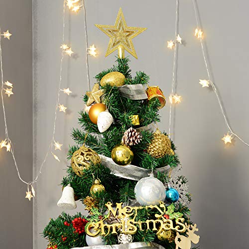 HOMCOM Árbol de Navidad + Decoracion INCLUIDA Pino Abeto Diametro 80x180 cm 624 Ramas PVC Verde