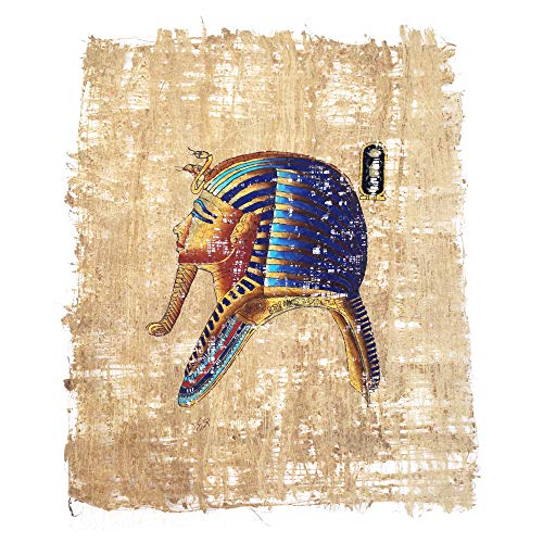 Horus Artesanía de Egipto Papiro Egipcio Original Envejecido Hecho y Pintado a Mano. El faraón Joven más Conocido,Tut ANK Amón, Mide Aproximadamente 33 x 43 cm