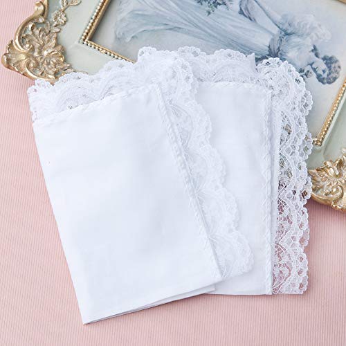 HOULIFE 6/12 unidades de pañuelos pequeños blancos de puro algodón con puntas, 25 x 25 cm, para uso diario y bodas, Weiß 1- 6 Stücke, 23*25 cm