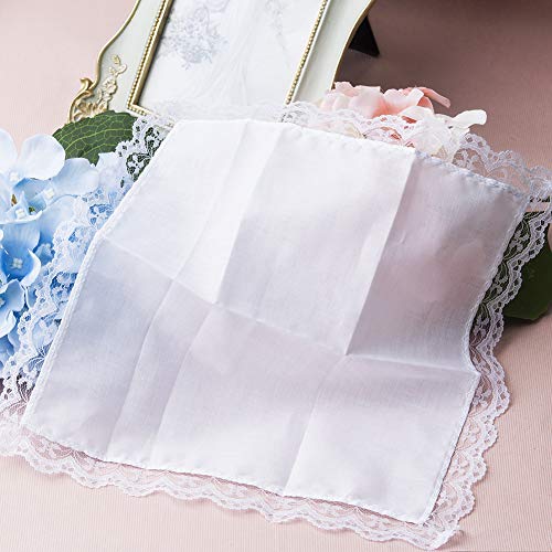 HOULIFE 6/12 unidades de pañuelos pequeños blancos de puro algodón con puntas, 25 x 25 cm, para uso diario y bodas, Weiß 1- 6 Stücke, 23*25 cm