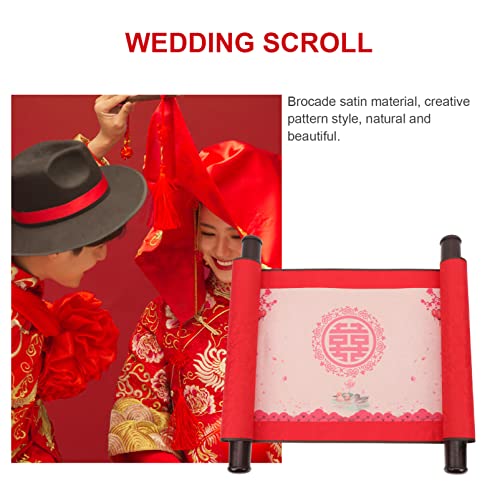 Housoutil Votos de Boda Chinos Libro Scroll: Novio Y Votos Nupciales Libro Elegante Votos de Boda Cuaderno para Compromiso de Boda Regalos de Ducha Nupcial