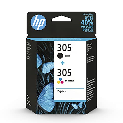 HP 305 6ZD17AE, Negro y Tricolor, Cartuchos de Tinta Originales, Pack de 2, Compatible con impresoras de inyección de tinta HP Deskjet 2710, 2720, 2721; HP Deskjet Plus 4110, 4120, 4130; HP Envy 6020