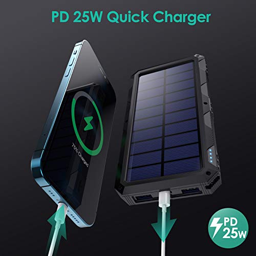 HRTOJ Power Bank 30800mAh Batería Externa Carga Rápida【PD 25W USB C + Dual QC 4.0 Salidas】 Cargador Portátil mit Linterna LED Batería Portátil Compatible con iPhone 12 13 11 Pro MAX Samsung etc.