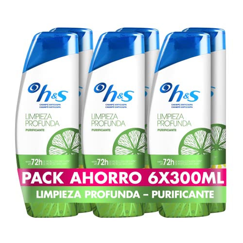 h&s Limpieza Profunda Purificante Champú Anticaspa 300ml x6