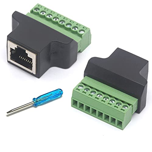 HTGuoji Ethernet RJ45 hembra a 8 pines conector terminal de tornillo Cat7 Cat6 Cat5 Cat5e cable convertidor CCTV digital DVR adaptador de red acoplador en línea (RJ45 hembra)