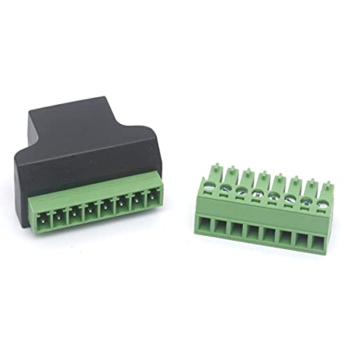 HTGuoji Ethernet RJ45 hembra a 8 pines conector terminal de tornillo Cat7 Cat6 Cat5 Cat5e cable convertidor CCTV digital DVR adaptador de red acoplador en línea (RJ45 hembra)