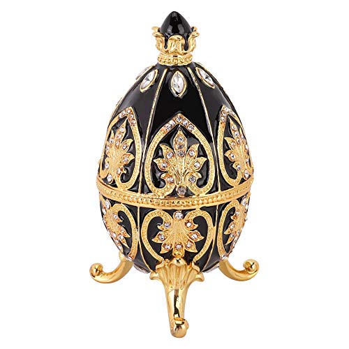 Huevo de Estilo Fabergé Pintado a Mano Vintage Huevo de Fabergé Huevo de Fabergé esmaltado con Diamantes Brillantes para Caja de baratijas de Huevos de Pascua