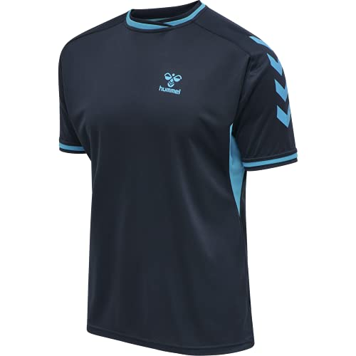 hummel hmlACTION Poly Jersey S/S Camiseta, Black Iris/Atomic Blue, Small Unisex Adulto