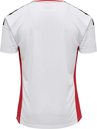 hummel HmlAuthentic Poly Jersey S/S Camiseta, Hombre, Blanco/Rojo, Small