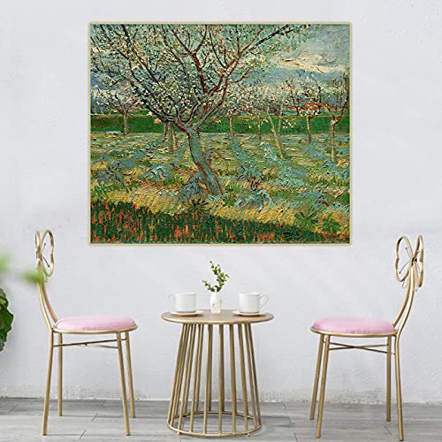 HUUDNHYK Cuadro de Van Gogh Albaricoqueros en Flor - Famosas reproducciones de Cuadros de Van Gogh - Cuadro postimpresionista de Van Gogh 108x90cm (43x36in) sin Marco