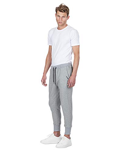 iconé - Pantalones de jogging para hombre y mujer (algodón, corte ajustado), color negro y gris gris M