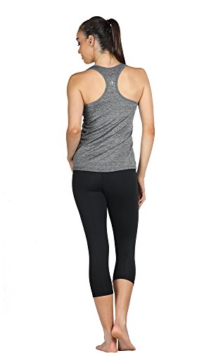 icyzone Camiseta de Tirantes Fitness Deportiva Mujer, Pack de 3 (M, Carboncillo/Lavanda/Melocotón)