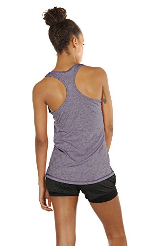 icyzone Camiseta de Tirantes Fitness Deportiva Mujer, Pack de 3 (M, Carboncillo/Lavanda/Melocotón)