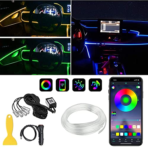 Iluminación interior LED RGB para coche, iluminación ambiental con aplicación, iluminación LED para el espacio de los pies, iluminación interior del coche, tira de luces LED multicolor controlable