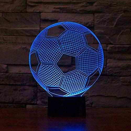 Ilusión 3D Lámpara de luces de fútbol, LED mesa de fútbol 7 colores decoración de escritorio Control táctil USB alimentado decoración del partido Lámpara visual 3D para la decoración