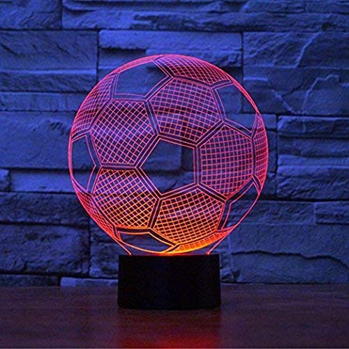 Ilusión 3D Lámpara de luces de fútbol, LED mesa de fútbol 7 colores decoración de escritorio Control táctil USB alimentado decoración del partido Lámpara visual 3D para la decoración