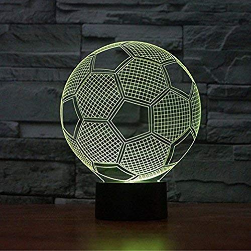 Ilusión 3D Lámpara de luces de fútbol, LED mesa de fútbol 7 colores decoración de escritorio Control táctil USB alimentado decoración del partido Lámpara visual 3D para la decoración