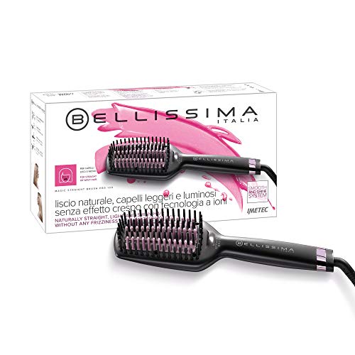 Imetec Bellissima Magic Straight Brush PB5 100 - Cepillo Alisador de Pelo, con Calor, Efecto Liso Natural, Cerdas Revestidas en Cerámica, Tecnología Iónica