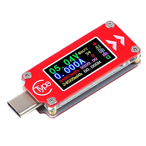 Innovateking-EU Type-C USB Voltage Tester Multímetro Voltímetro Amperímetro 0-4A 3.7-30V Tipo-C USB Current Medidor de Potencia Tester 0.96 Pulgadas IPS HD Display Multifunción Ammeter TC64