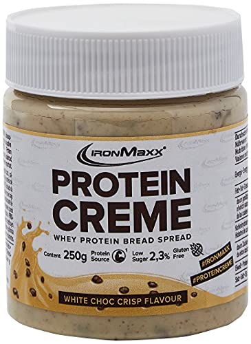 IronMaxx Protein Creme Whey Protein Pan para Untar 250 g, Chocolate Blanco Crujiente