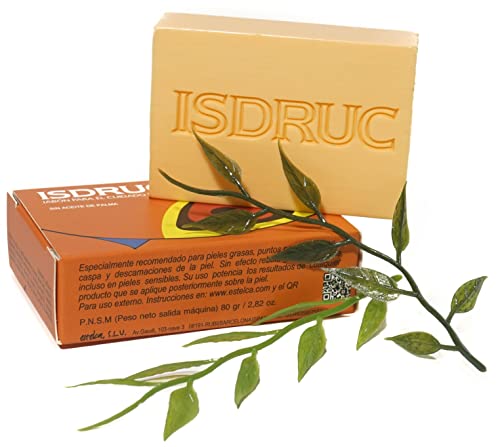 Isdruc Jabon para el Cuidado de la Piel 80g Especialmente para Pieles Grasas, Puntos Negros, Espinillas, Caspa y Descamaciones de la Piel