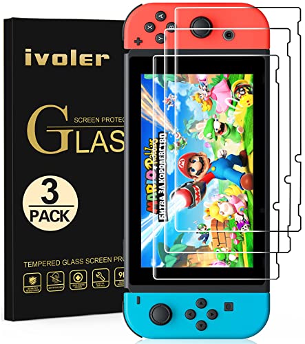 ivoler [3 Piezas] Protector de Pantalla para Nintendo Switch, Cristal Vidrio Templado Premium