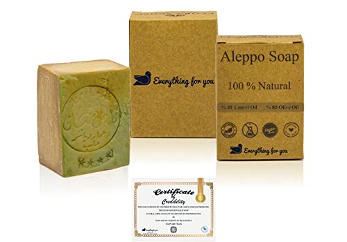 Jabón Aleppo, 190g, 80% aceite de oliva, 20% aceite de laurel, jabón para el cabello, jabón de ducha