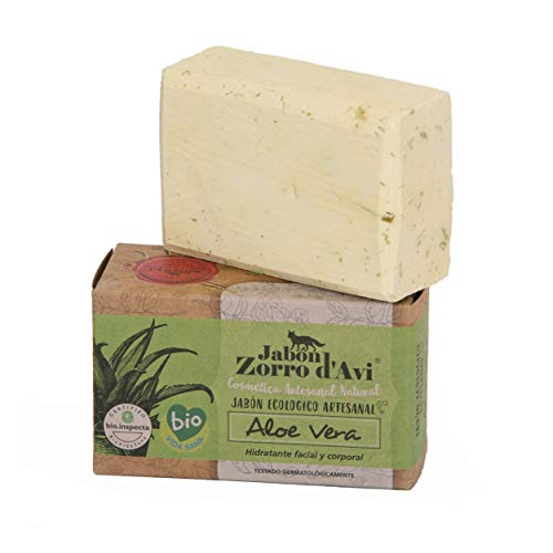 Jabón Zorro D’Avi | Jabón Natural Ecológico de Aloe Vera | 120 gr | Regenerador para Pieles Sensibles | Jabón Biodegradable Zero Waste | Suavidad e Hidratación | Fabricado en España