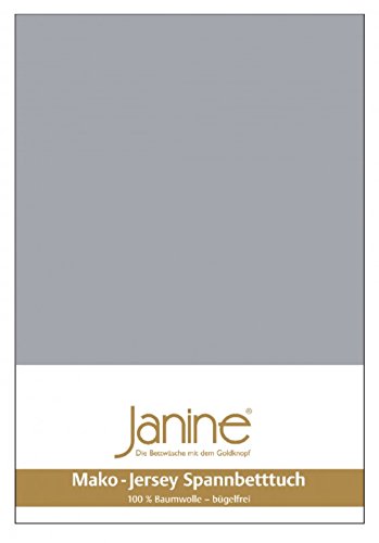 Janine Sábana bajera ajustable 5007 Mako Jersey de 140/200 a 160/200 cm, color platino 28